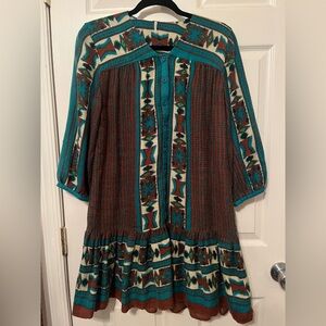 Free People Medium Multicolor 3/4 Sleeve Dress